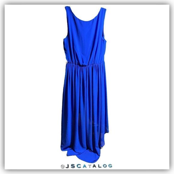 Studio Y. Royal Blue Chiffon High Low Summer Dress - NWOT - Size M - Picture 3 of 5